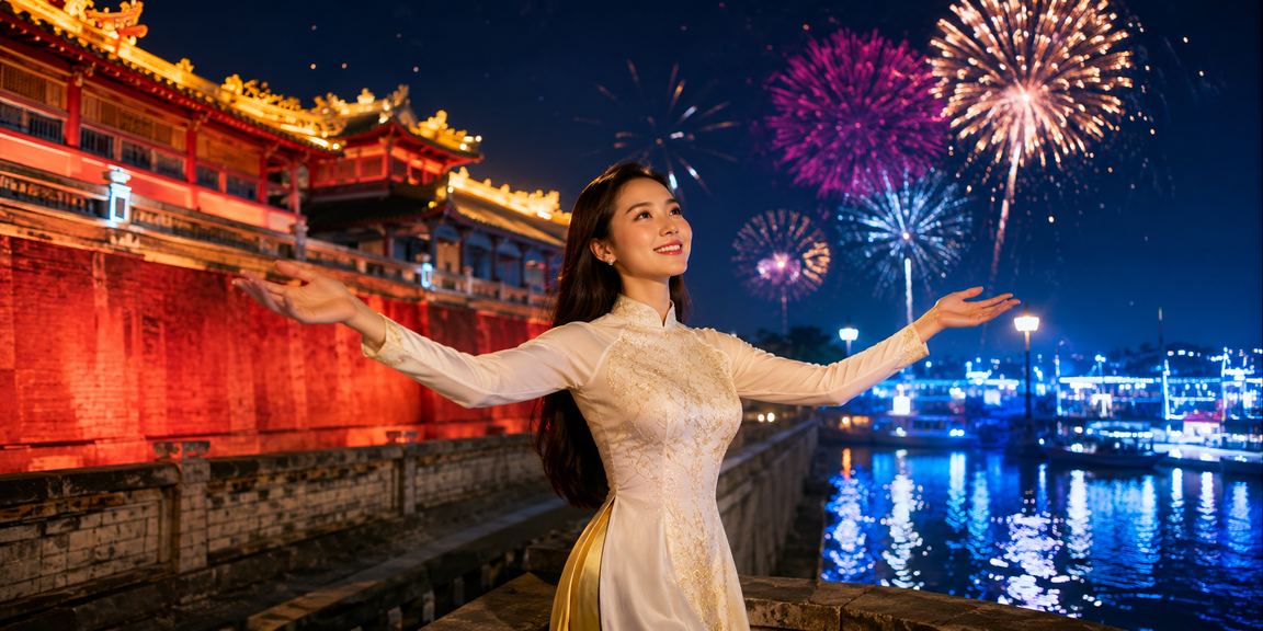 Không khí lễ hội xổ số tại Huế về đêm – ánh đèn lung linh và niềm vui trúng thưởng